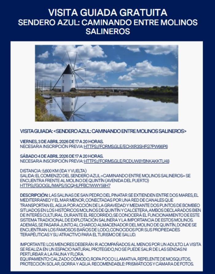 Visita guiada: sendero azul caminando entre molinos salineros