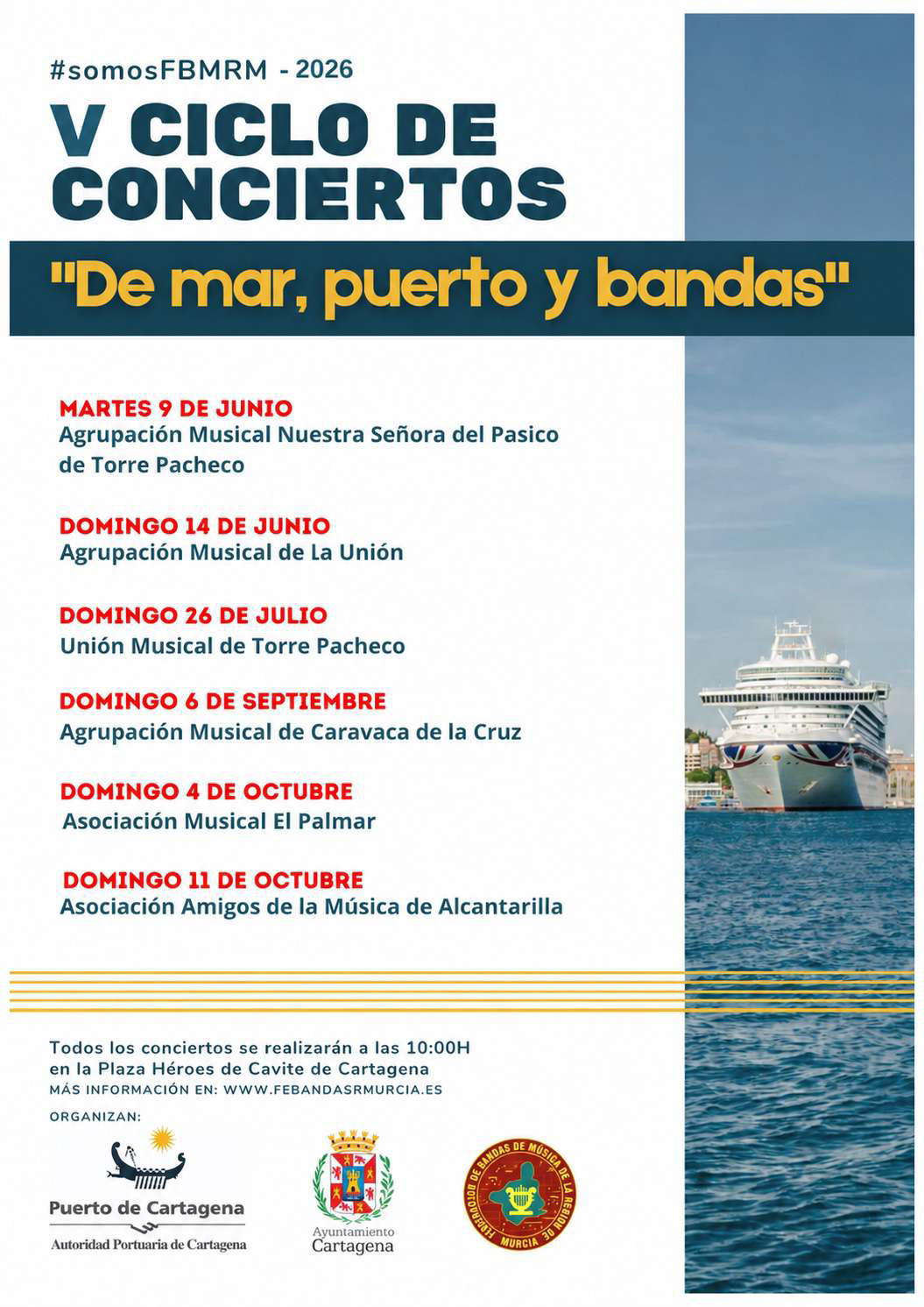 V ciclo de conciertos. de mar, puerto y Bandas