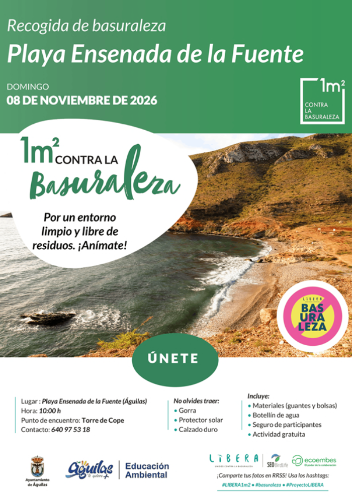 Recogida de basuraleza. playa ensenada del fuente 