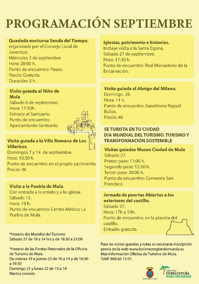 PROGRA VISITAS GUIADAS SEPTIEMBRE MULA PROGRA VISITAS GUIADAS SEPTIEMBRE MULA